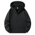 thumbnail image 1 of Plebaso Hoodies for Men Button V Neck Pullover Fleece Lined Warm Long Sleeve Casual Hooded Sweatshirts, 1 of 4