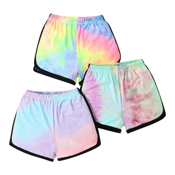 Plebaso Kids 3 Pack Shorts Elastic Waist Cotton Sports Shorts Boys Girls Thin Breathable Running Shorts