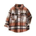 thumbnail image 1 of Plebaso Kids Boys Girls Shirt Jacket Plaid Long Sleeve Button Long Sleeved Coat Baby Fall Winter Clothes, 1 of 4
