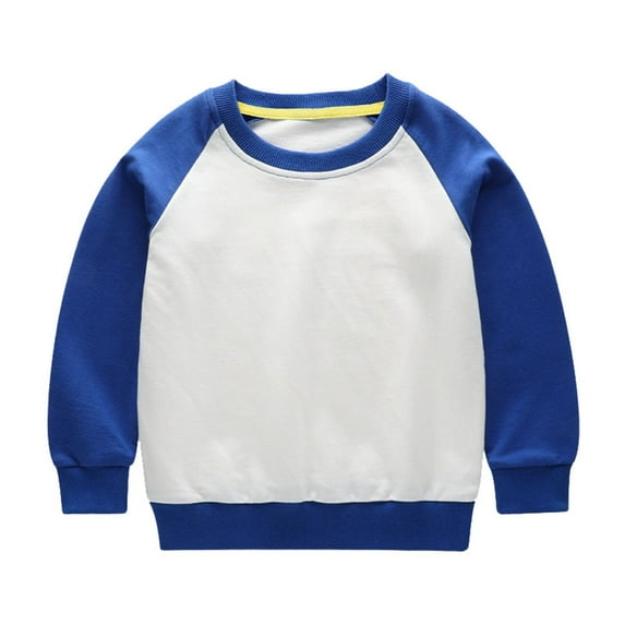 Plebaso Kids Color Block Sweatshirts Casual Crewneck Boys Girls Cotton Long Sleeve Sports Pullover Tops