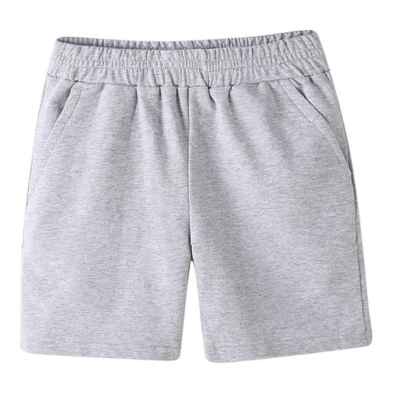 Plebaso Kids Cotton Shorts Breathable Lounge Shorts Casual Elastic Waist Pocket Shorts for Boys Girls