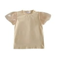 thumbnail image 1 of Plebaso Kids Girls Puffed Sleeve T-Shirt Solid Color Round-Neck Blouses Top Baby Summer Clothes, 1 of 5