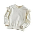 thumbnail image 1 of Plebaso Kids Girls Sweatshirts Ruffle Long Sleeve Casual Pullover Loose Crew Neck Cotton Tops for Girls, 1 of 3