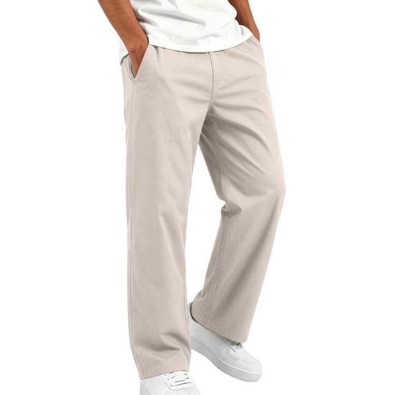 Plebaso Kids School Uniform Pants with Pockets Elastic Waist Straight Leg Dress Trousers for Boys Girls