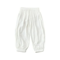 Plebaso Kids Silk Pants Summer Elastic Waist Baggy Long Bloomers Boys Girls Breathable Casual Joggers