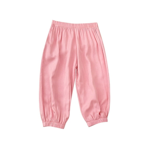Plebaso Kids Silk Pants Summer Elastic Waist Baggy Long Bloomers Boys Girls Breathable Casual Joggers