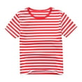 thumbnail image 1 of Plebaso Kids Stripe Cotton T Shirts Boys Girls Short Sleeve T-Shirts Crewneck Summer Tee Tops 3-13 Years, 1 of 5