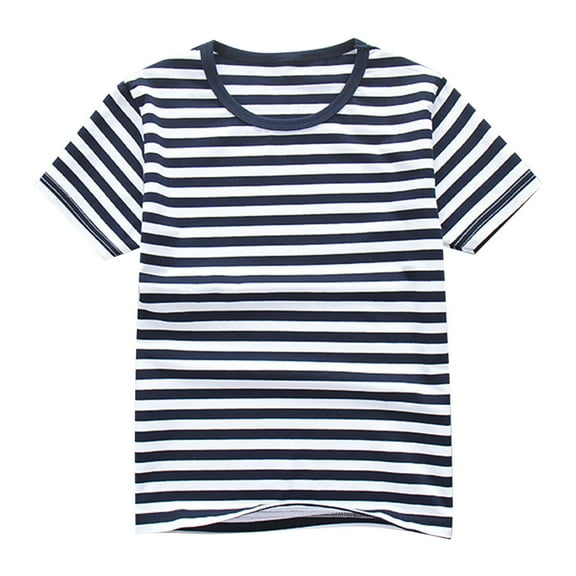 Plebaso Kids Stripe Cotton T Shirts Boys Girls Short Sleeve T-Shirts Crewneck Summer Tee Tops 3-13 Years