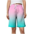 thumbnail image 1 of Plebaso Knee Length Shorts for Women Gradient Print Casual Shorts Drawstring Summer Beach Short Pants, 1 of 6