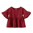 thumbnail image 1 of Plebaso Little Girls Summer Tops Toddler Baby Short Sleeve T Shirts Casual Loose Cotton Blouses for Kids, 1 of 6