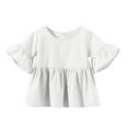 thumbnail image 1 of Plebaso Little Girls Summer Tops Toddler Baby Short Sleeve T Shirts Casual Loose Cotton Blouses for Kids, 1 of 6