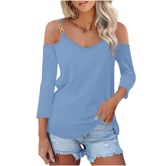 Plebaso Long Sleeve Shirt for Women Cold Shoulder Tops V Neck Going out Shirts Fashion Fall Winter