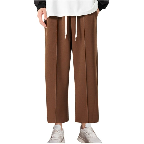 Plebaso Men's Athletic Pants Open Bottom Loose Sweatpants Casual Drawstring Wide Leg Trousers with Pockets
