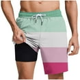 thumbnail image 1 of Plebaso Men's Beach Shorts with Comfortable Liner Elastic Waist Drawstring 2 in 1 Summer Shorts Swimwear, 1 of 5