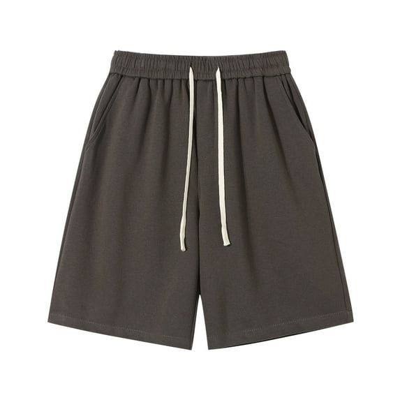 Plebaso Men's Big and Tall Shorts Elastic Waist Drawstring Casual Shorts Solid Color Loose Summer Shorts
