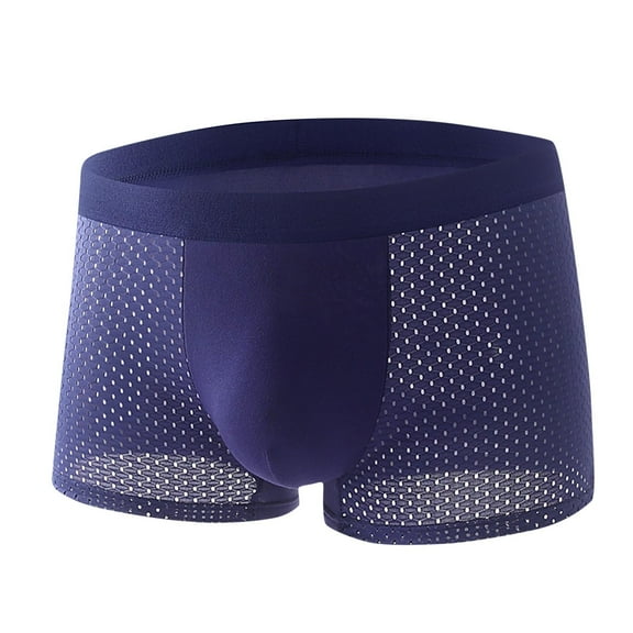 Plebaso Men's Boxer Briefs See Through Hollow out Underwear Boxers Breathable Lightweight Underpants
