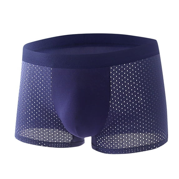 Plebaso Men's Boxer Briefs See Through Hollow out Underwear Boxers Breathable Lightweight Underpants