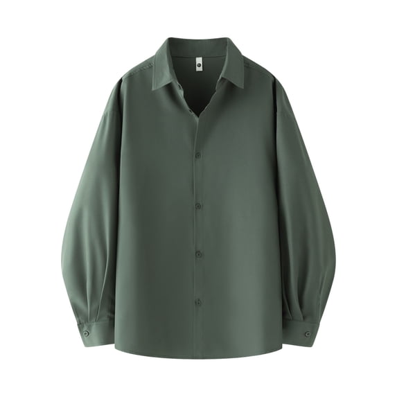 Plebaso Men's Button down Shirts Long Sleeve Casual Loose Shirts Mens Solid Color Shirts with Collar