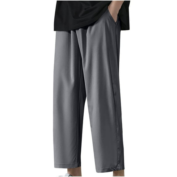 Plebaso Men's Casual Pants Open Bottom Summer Thin Pants Lightweight Loose Lounge Beach Trousers for Men