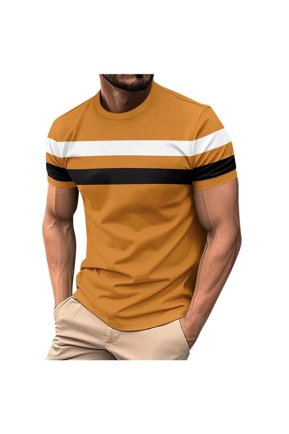 Men's Colorblock T-Shirts Short Sleeve Tee Shirts Crewneck Pullover Summer Casual Tops for Men