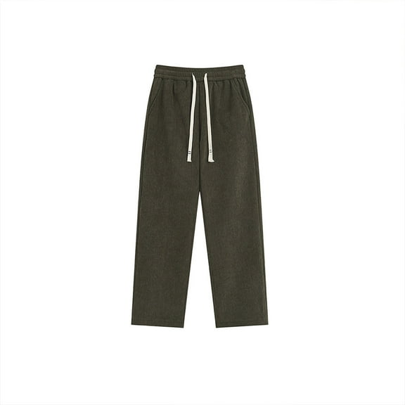 Plebaso Men's Corduroy Pants Open Bottom Lounge Trousers Drawstring Straight Leg Elastic Waist Pants