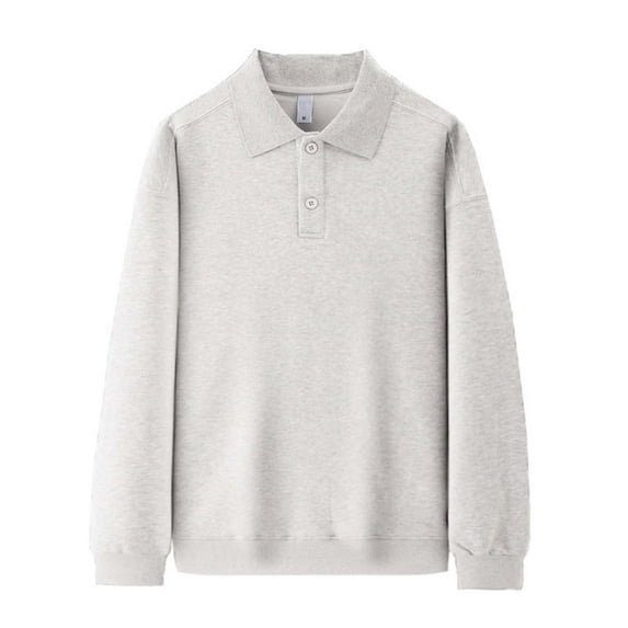 Plebaso Men's Cotton Golf Shirts Long Sleeve Collared Tshirts Casual Office Workwear Button Pullover