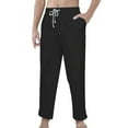 thumbnail image 1 of Plebaso Men's Cotton Pajama Pants Soft Button Front Lounge Pants Drawstring Sleep Plain Pj Bottoms with Pockets, 1 of 3