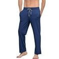 thumbnail image 1 of Plebaso Men's Cotton Pajama Pants Soft Button Front Lounge Pants Drawstring Sleep Plain Pj Bottoms with Pockets, 1 of 2