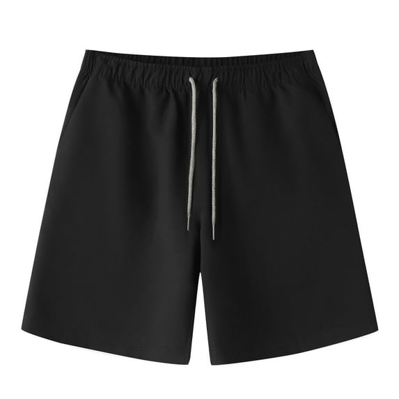 Plebaso Men's Elastic Waist Drawstring Casual Shorts Loose Summer Outdoor Vacation Shorts with Pockets