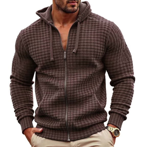 Plebaso Men's Full Zip Hoodies Long Sleeve Drawstring Outwear Casual Lightweight Hooded Jackets for Men