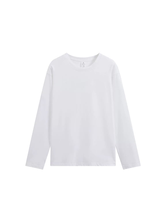 Men's Long Sleeve Cotton T Shirts Crew Neck Basic Tee Lightweight Casual Plain Mens Undershirts