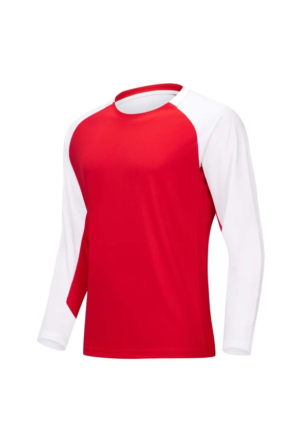 Men's Long Sleeve T Shirts Color Block Tees Mens Casual Crewneck Tshirts for Workout Running