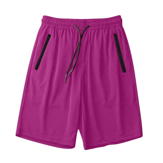 Plebaso Men's Mesh Athletic Shorts Elastic Waist Drawstring Running Shorts Activewear with Zipper Pockets