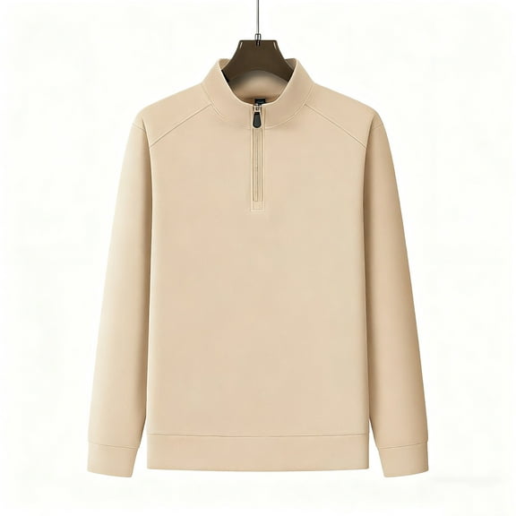 Plebaso Men's Quarter Zip Pullover Long Sleeve Thermal Tops Stand Collar Comfortable Undershirts for Men