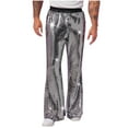 thumbnail image 1 of Plebaso Men's Sequin Bell Bottom Pants Sparkly Flared Pants for Men Elastic Waist Party Clubwear Trousers, 1 of 7