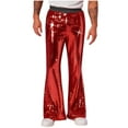 thumbnail image 1 of Plebaso Men's Sequin Bell Bottom Pants Sparkly Flared Pants for Men Elastic Waist Party Clubwear Trousers, 1 of 5