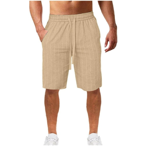 Plebaso Men's Striped Shorts Summer Drawstring Casual Shorts Lightweight Beach Short Pants for Men