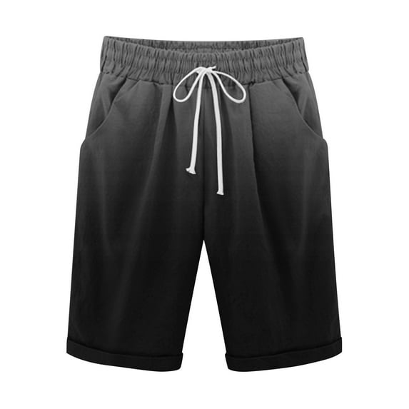 Plebaso Men's Stylish Shorts Gradient Color Summer Beach Shorts Drawstring Casual Knee Length Shorts