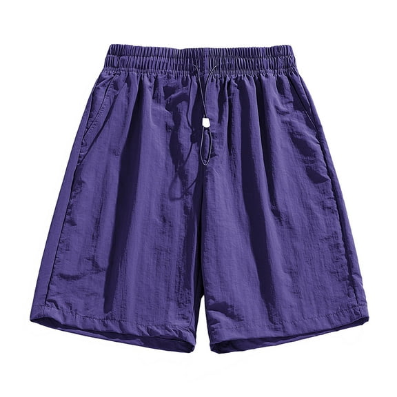 Plebaso Men's Summer Shorts Elastic Waist Lightweight Beach Shorts Outdoor Sports Shorts with Pockets