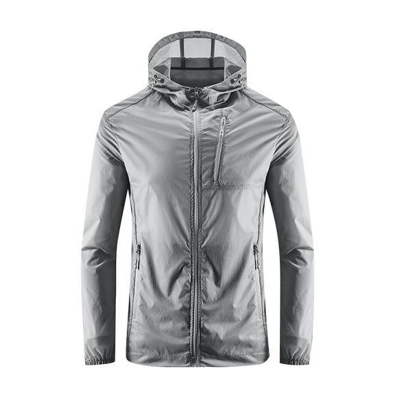 Plebaso Men's Sun Protection Jacket Long Sleeve Lightweight Outdoor Hiking Hoodie with Zipper Pockets