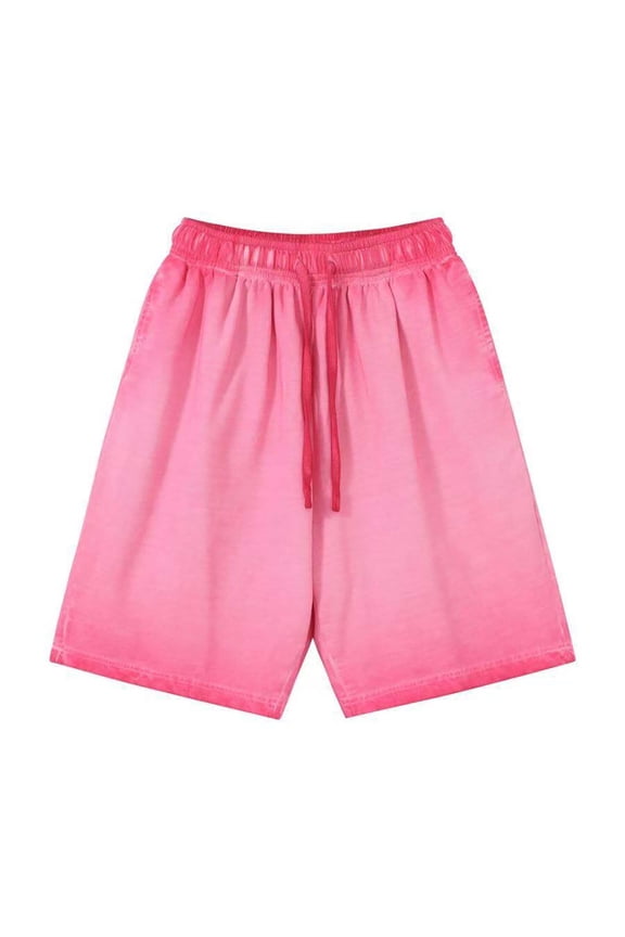 Men's Sweat Shorts Vintage Washed Casual Shorts Breathable Streetwear Baggy Shorts with Pockets