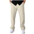 thumbnail image 1 of Plebaso Men's Textured Sweatpants Open Bottom Drawstring Elastic Waist Straight Leg Trousers with Pockets, 1 of 5