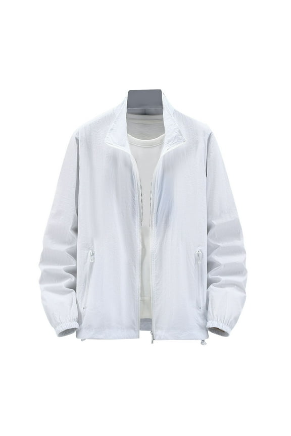 Men's UPF 50+ Light Jacket Zip up Hiking Sun Shirts Long Sleeve Sun Protection Outdoor Jacket