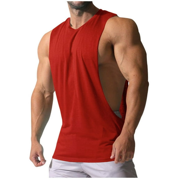 Plebaso Men's Workout Tank Tops Sleeveless Cut off Muscle Shirts Gym Bodybuilding T-Shirts Activewear
