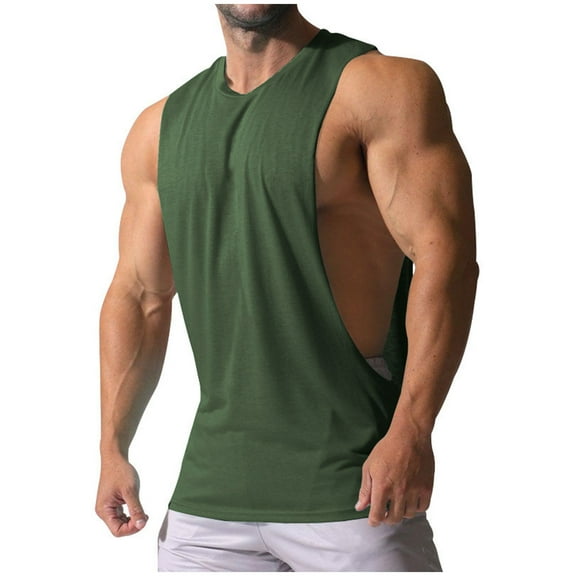 Plebaso Men's Workout Tank Tops Sleeveless Cut off Muscle Shirts Gym Bodybuilding T-Shirts Activewear