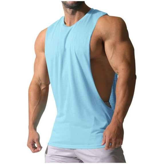Plebaso Men's Workout Tank Tops Sleeveless Cut off Muscle Shirts Gym Bodybuilding T-Shirts Activewear