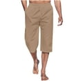 thumbnail image 1 of Plebaso Mens Capri Pants Summer Lightweight Casual 3/4 Shorts Drawstring Beach Capris Loose Lounge Shorts, 1 of 5