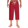 thumbnail image 1 of Plebaso Mens Capri Pants Wide Leg Thin Lounge Pants Drawstring Loose Capris Solid Color Crop Trousers, 1 of 7
