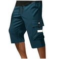 thumbnail image 1 of Plebaso Mens Cargo Capri Pants Drawstring Hiking Outdoor Work Pants Summer Casual Loose Capris for Men, 1 of 6