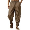 thumbnail image 1 of Plebaso Mens Casual Pants Drawstring Thin Breathable Pants with Pockets Lightweight Casual Plain Trousers, 1 of 3
